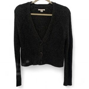 American Eagle Gray Cropped Cardigan Sweater Size Small